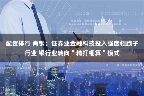 配资排行 肖钢：证券业金融科技投入强度领跑子行业 银行业转向＂精打细算＂模式